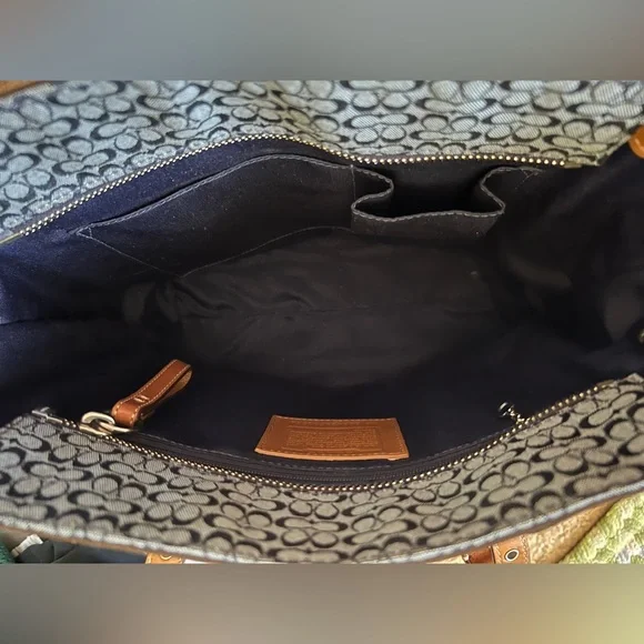 Coach Navy and Brown Bag with Leather Accents - Picture 8 of 10